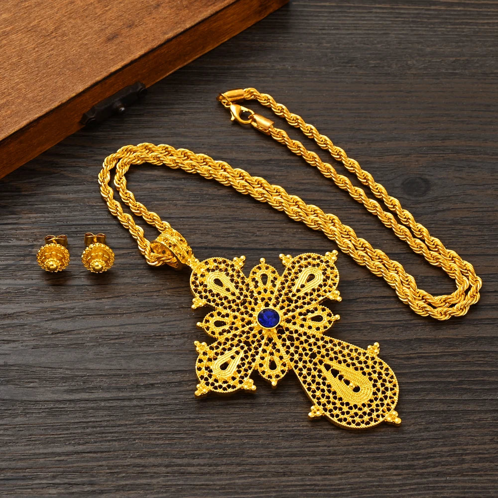 Hot Ethiopian Jewelry | New Big Cross Pendant & Small Earrings