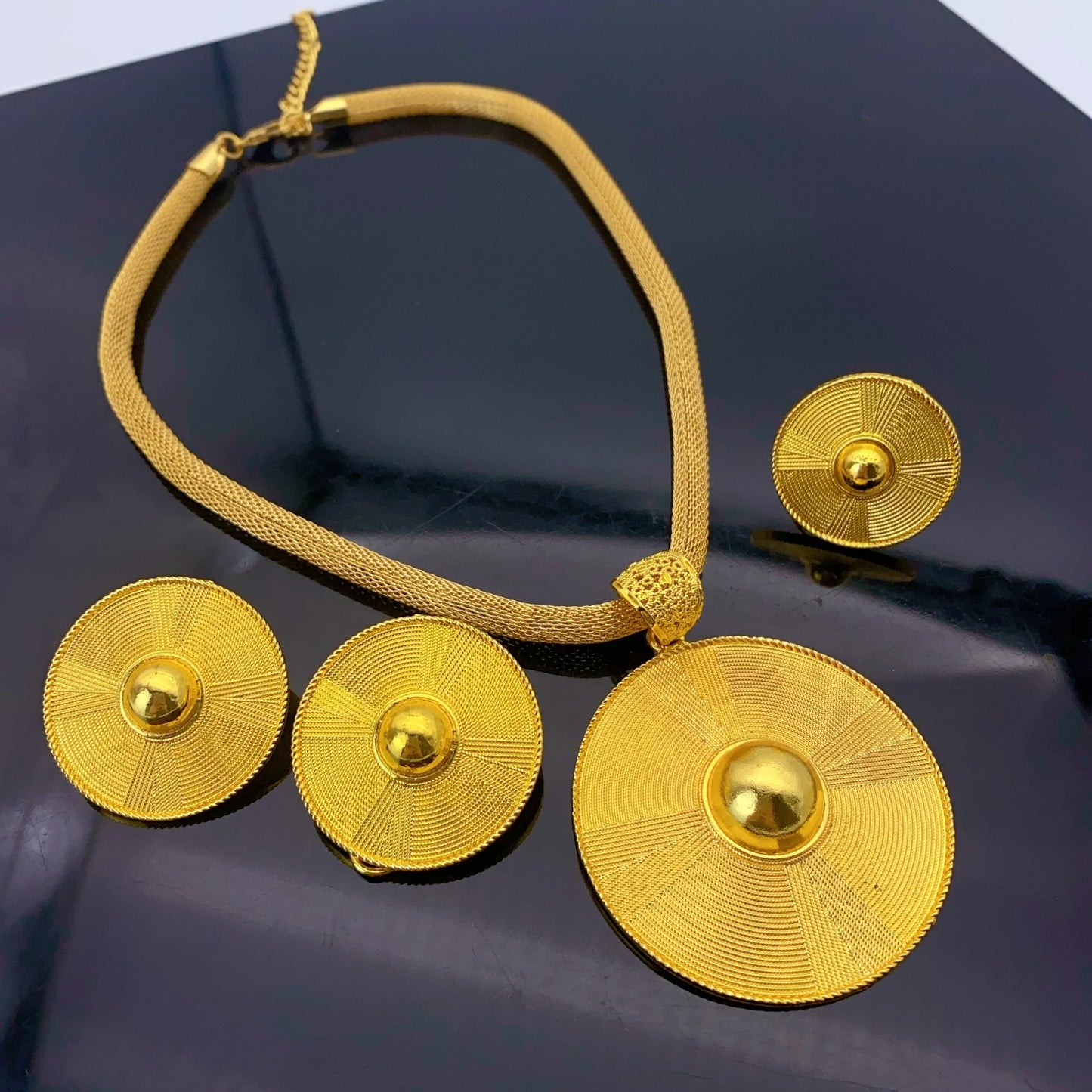 Luxury 24K Gold Ethiopian Necklace & Earrings Set | Bridal Jewelry