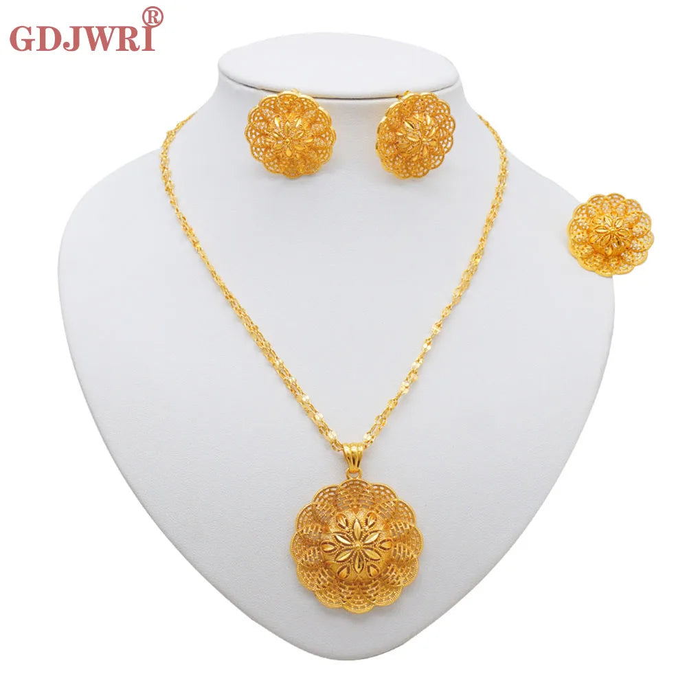 Ethiopian Jewelry Set for Women | Necklace Earrings Ring Bridal Gift