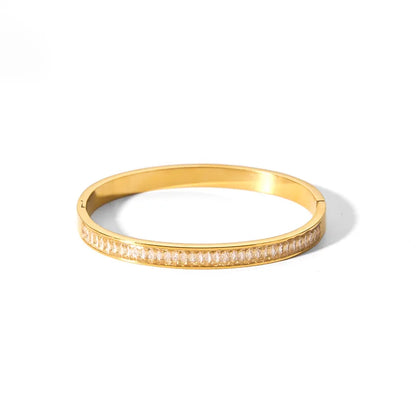 Waterproof Cubic Zirconia Bangles | Luxury Stainless Steel Bracelets