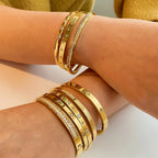 Waterproof Cubic Zirconia Bangles | Luxury Stainless Steel Bracelets