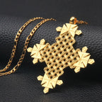 Ethiopia Gold Cross Pendant Necklace | Eritrean Habesha Jewelry