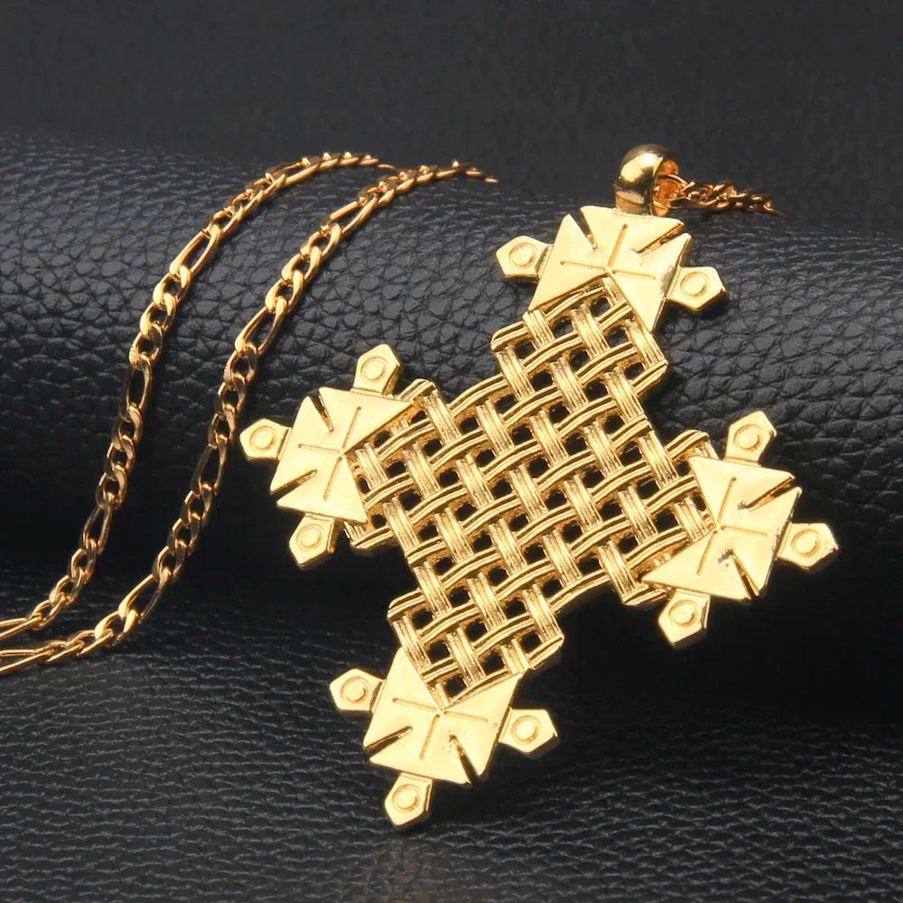 Ethiopia Gold Cross Pendant Necklace | Eritrean Habesha Jewelry