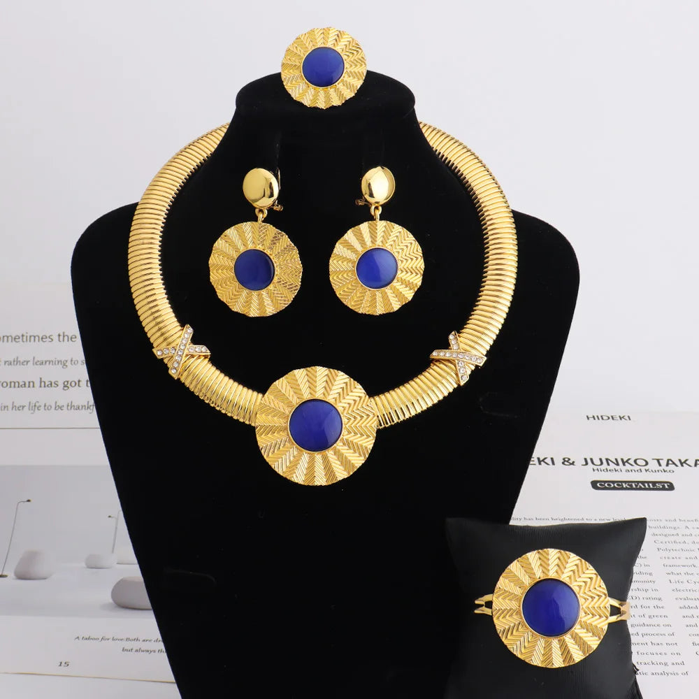 High-Quality Gold Ethiopian Jewelry Set for Girls | Earrings & Necklace