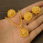 Gold Color Ethiopian & Eritrean Jewelry Set | Necklace, Ring, Pendant