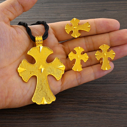 Ethiopian Jewelry Set for Women | Big Pendant Necklace & Earrings