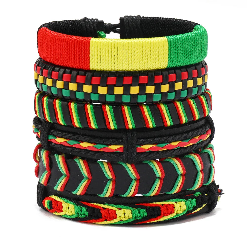 Ethiopian Men/Women Jewelry, Jamaican Rasta Adjustable Bracelet