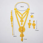 Gold Color Ethiopian Jewelry Set | Necklace Earrings Rings Bracelets