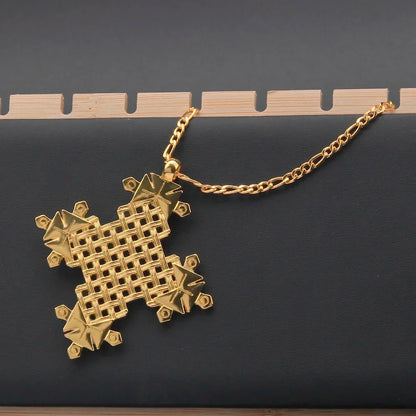 Ethiopia Gold Cross Pendant Necklace | Eritrean Habesha Jewelry