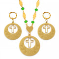 Flower Cross Ethiopian Jewelry Set | Beads Pendant Necklace & Earrings