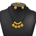Ethiopian Jewelry Set | Black Rope Earrings & Rings Habesha Eritrean