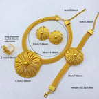 Luxury Ethiopian Round Necklace & Earrings Set | 24K Gold Bridal Jewelry
