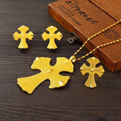 Ethiopian Jewelry Set for Women | Big Pendant Necklace & Earrings