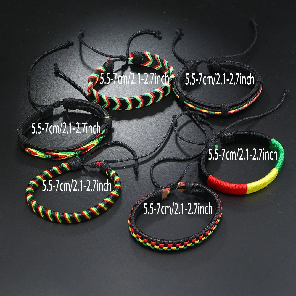 Ethiopian Men/Women Jewelry, Jamaican Rasta Adjustable Bracelet