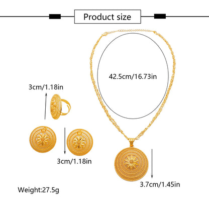 Ethiopian Jewelry Set for Women | Necklace Earrings Ring Bridal Gift