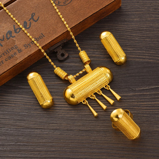 Vintage 24K Gold Plated Ethiopian Jewelry Set | New Bridal Gift Set