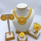 Luxury Ethiopian Round Necklace & Earrings Set | 24K Gold Bridal Jewelry