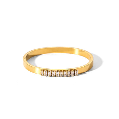 Waterproof Cubic Zirconia Bangles | Luxury Stainless Steel Bracelets