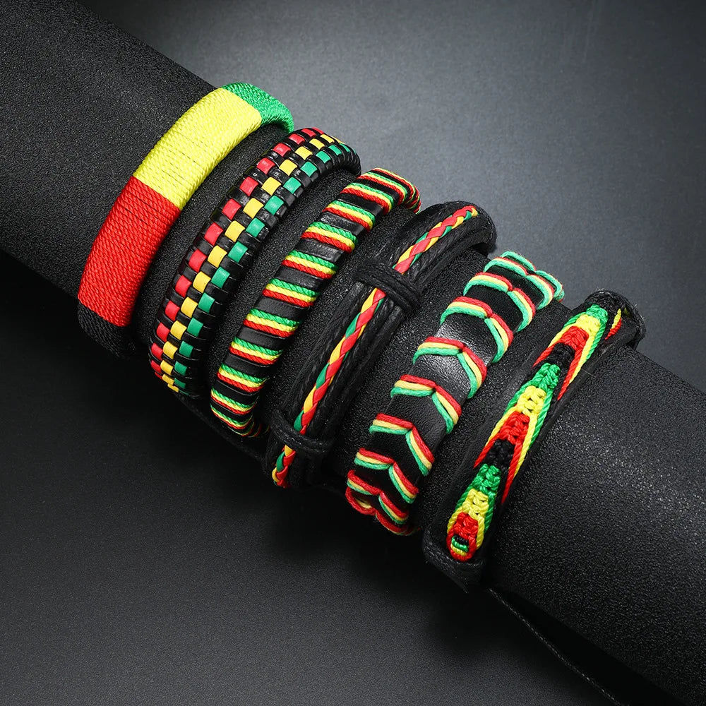 Ethiopian Men/Women Jewelry, Jamaican Rasta Adjustable Bracelet