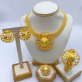 Luxury Ethiopian Round Necklace & Earrings Set | 24K Gold Bridal Jewelry