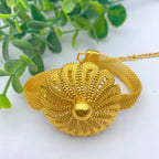 Luxury Ethiopian Round Necklace & Earrings Set | 24K Gold Bridal Jewelry