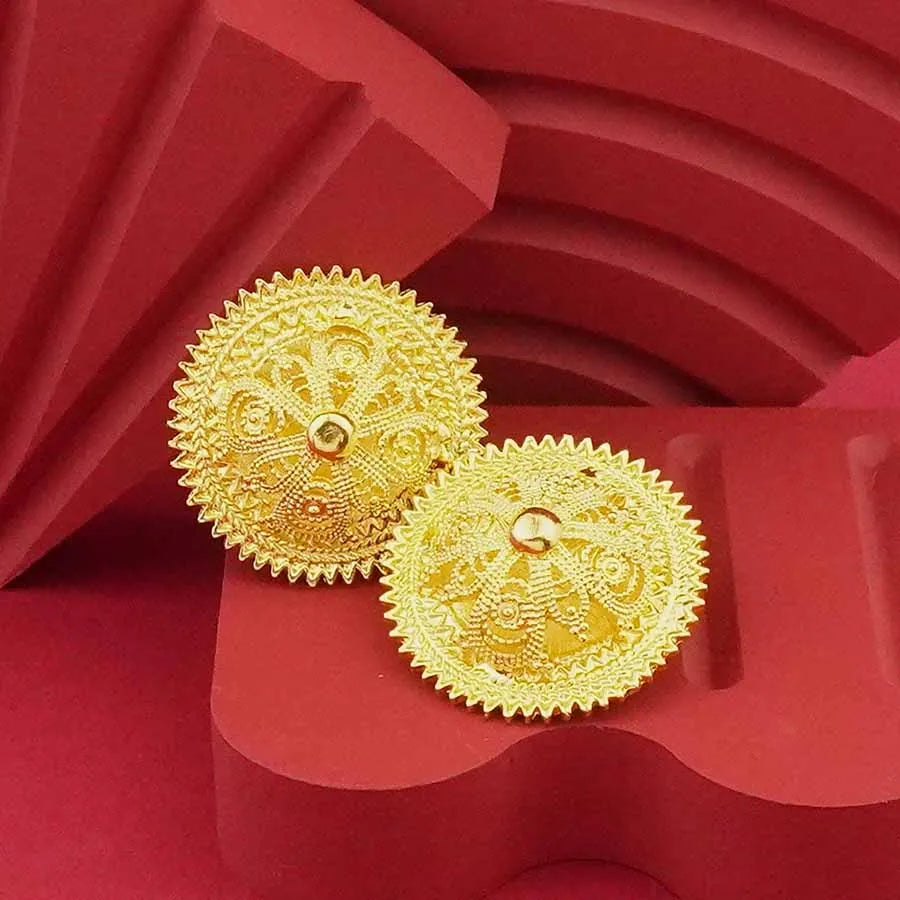 24K Gold-Plated Ethiopian Jewelry Set | Habesha Wedding Flower Design