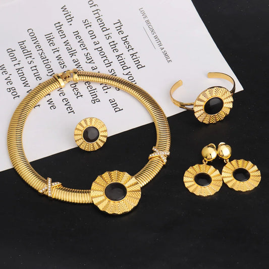 High-Quality Gold Ethiopian Jewelry Set for Girls | Earrings & Necklace