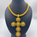 Eritrea Flower Cross Pendant Necklace | Gold Color Jewelry