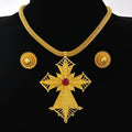 Ethiopian Big Pendant Choker & Earrings | Habesha Jewelry Set
