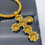 Eritrea Flower Cross Pendant Necklace | Gold Color Jewelry