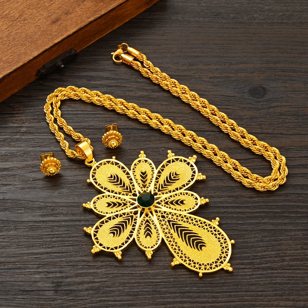 Hot Ethiopian Jewelry | New Big Cross Pendant & Small Earrings