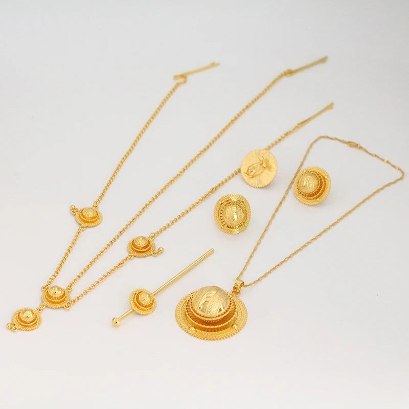 Ethiopian Women’s Jewelry Set | Bridal Hairpins, Earrings & Bracelets