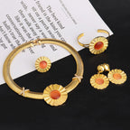 High-Quality Gold Ethiopian Jewelry Set for Girls | Earrings & Necklace