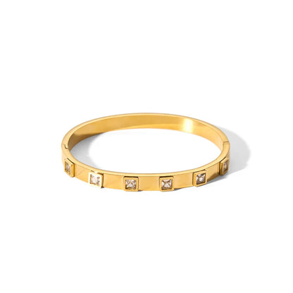 Waterproof Cubic Zirconia Bangles | Luxury Stainless Steel Bracelets