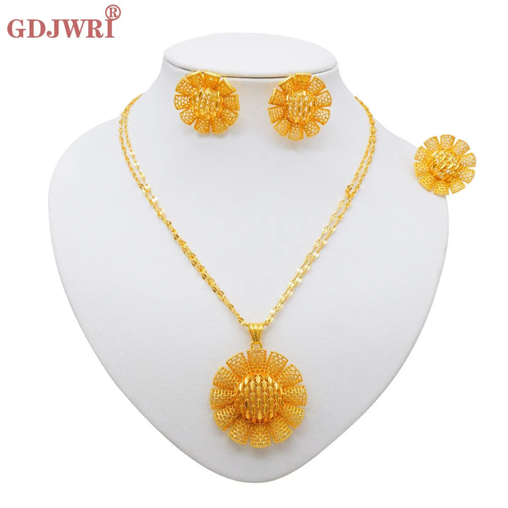 Ethiopian Jewelry Set for Women | Necklace Earrings Ring Bridal Gift