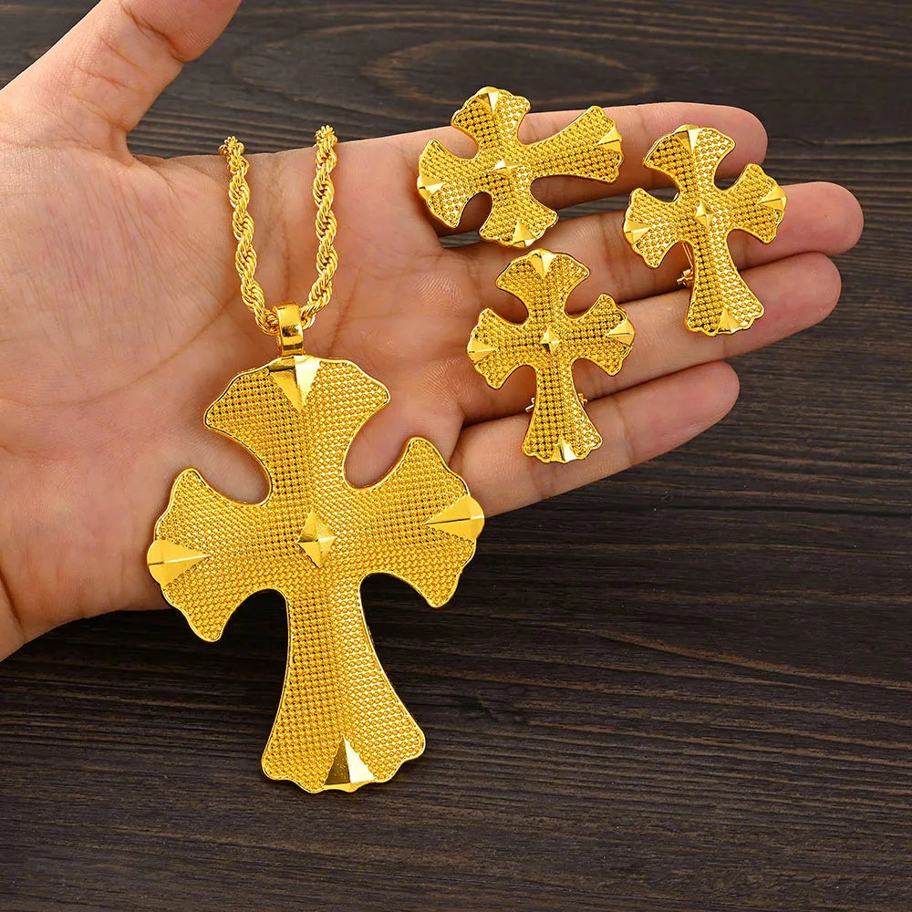 Ethiopian Jewelry Set for Women | Big Pendant Necklace &