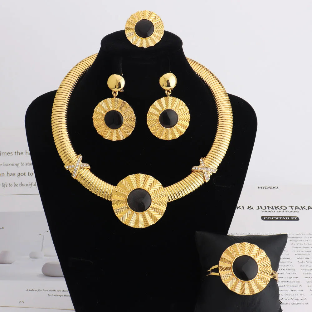 High-Quality Gold Ethiopian Jewelry Set for Girls | Earrings & Necklace