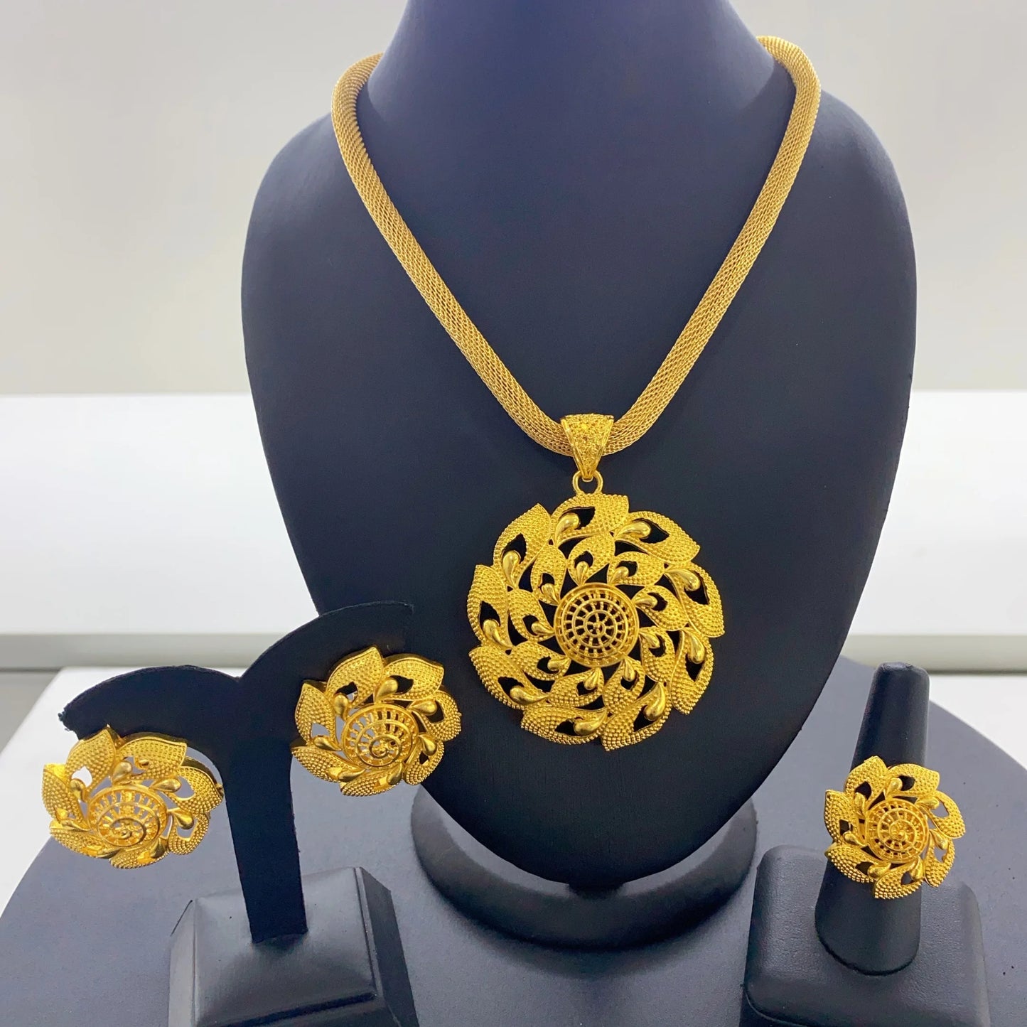 Luxury 24K Gold Ethiopian Necklace & Earrings Set | Bridal Jewelry