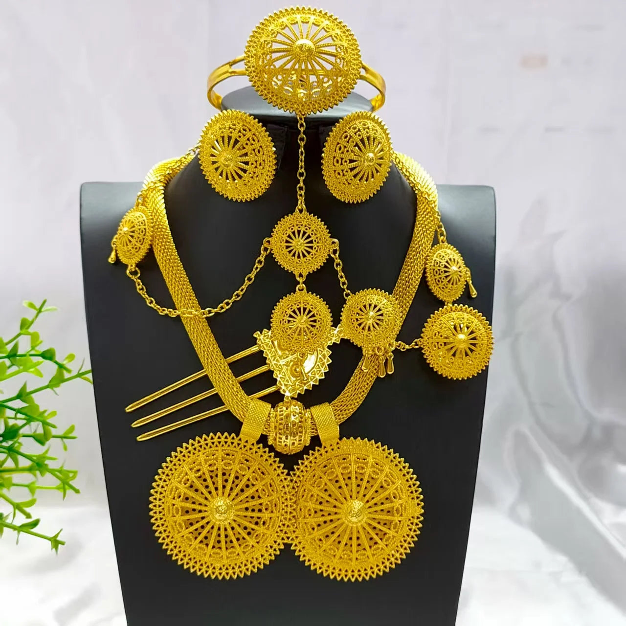 Gold Ethiopian Bridal Jewelry Set | Habesha Eritrean Wedding Set