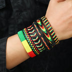 Ethiopian Men/Women Jewelry, Jamaican Rasta Adjustable Bracelet