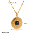 18K Gold Plated Black Agate Jewelry Set | Necklace, Earrings & Ring Gift