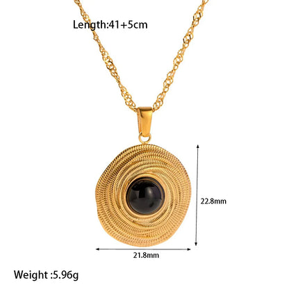 18K Gold Plated Black Agate Jewelry Set | Necklace, Earrings & Ring Gift