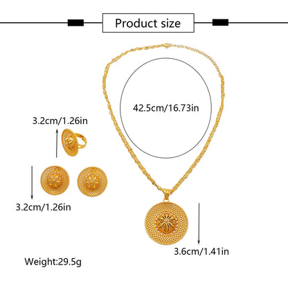 Ethiopian Jewelry Set for Women | Necklace Earrings Ring Bridal Gift