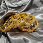 Luxury 24K Gold-Color Ethiopian Bangles | New Bridal Width Set