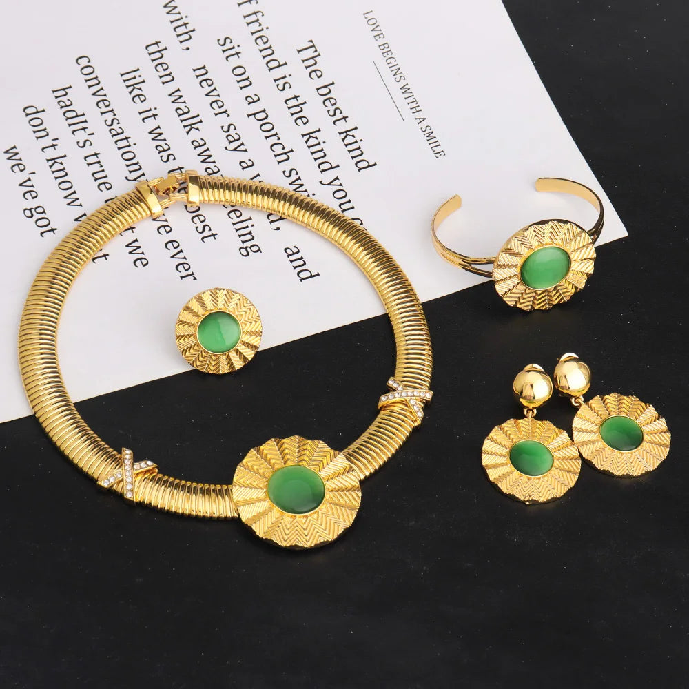High-Quality Gold Ethiopian Jewelry Set for Girls | Earrings & Necklace