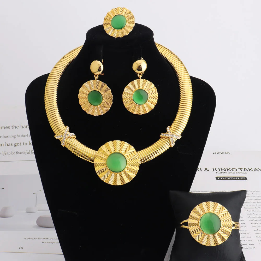 High-Quality Gold Ethiopian Jewelry Set for Girls | Earrings & Necklace