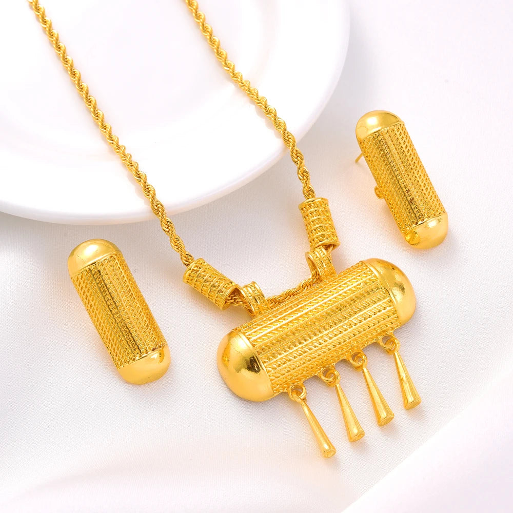 Vintage 24K Gold Plated Ethiopian Jewelry Set | New Bridal Gift Set
