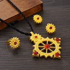 Golden Ethiopian Jewelry Set | New Rudder Pendant Bridal Gift