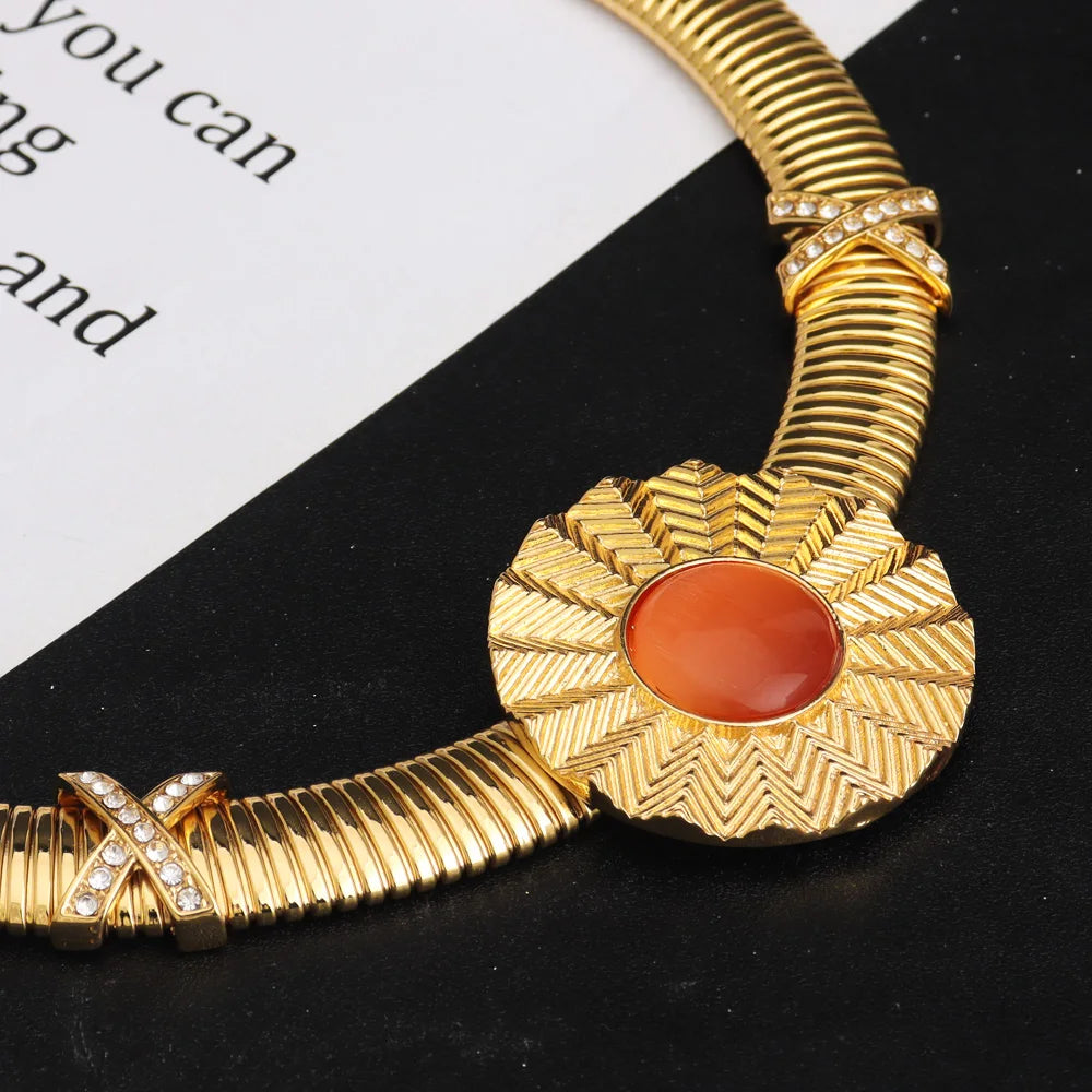 High-Quality Gold Ethiopian Jewelry Set for Girls | Earrings & Necklace