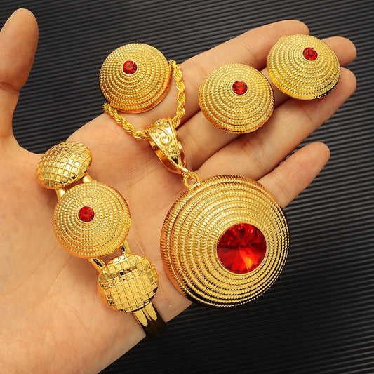Ethiopian & Eritrean Gold Jewelry Set | Stone Bridal Habesha Gifts